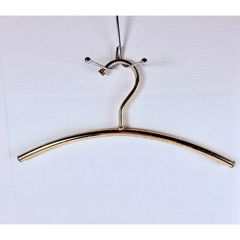Vintage Brass Clothing Hangers Set of 2 Designer Style Curved Heavy Beautiful